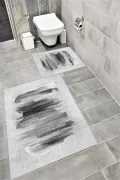 Su Emici Yumuşak Kaymaz Taban Sünger Dolgulu Yıkanabilir Dekoratif Banyo Paspası Takımı EHL195