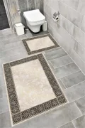 Su Emici Yumuşak Kaymaz Taban Sünger Dolgulu Yıkanabilir Dekoratif Banyo Paspası Takımı AGİNGKR