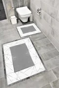 Su Emici Yumuşak Kaymaz Taban Sünger Dolgulu Yıkanabilir Dekoratif Banyo Paspası Takımı EHL43