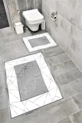 Su Emici Yumuşak Kaymaz Taban Sünger Dolgulu Yıkanabilir Dekoratif Banyo Paspası Takımı MOLİVA