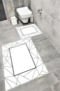 Su Emici Yumuşak Kaymaz Taban Sünger Dolgulu Yıkanabilir Dekoratif Banyo Paspası Takımı EHL211