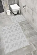 Su Emici Yumuşak Kaymaz Taban Sünger Dolgulu Yıkanabilir Dekoratif Banyo Paspası Takımı 1363GRİ