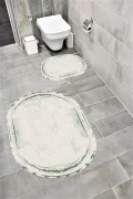 Su Emici Yumuşak Kaymaz Taban Sünger Dolgulu Yıkanabilir Dekoratif Banyo Paspası 1013GRESS OVL