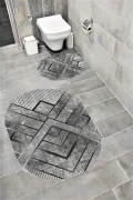Su Emici Yumuşak Kaymaz Taban Sünger Dolgulu Yıkanabilir Dekoratif Banyo Paspası Takımı EHL05OVAL