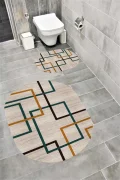 Su Emici Yumuşak Kaymaz Taban Sünger Dolgulu Yıkanabilir Dekoratif Banyo Paspası Takımı MOODOVAL