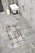 Su Emici Yumuşak Kaymaz Taban Sünger Dolgulu Yıkanabilir Dekoratif Banyo Paspası Takımı 1208 OVAL