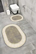 Su Emici Yumuşak Kaymaz Sünger Dolgulu Yıkanabilir Dekoratif Banyo Paspası Takımı 1071YILMAZ OVL
