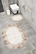 Su Emici Yumuşak Kaymaz Taban Sünger Dolgulu  Yıkanabilir Dekoratif Banyo Paspası 1364 Oval