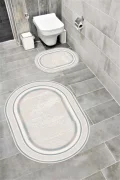 Su Emici Yumuşak Kaymaz Taban Sünger Dolgulu  Yıkanabilir Dekoratif Banyo Paspası 1372B Oval