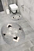 Su Emici Yumuşak Kaymaz Taban Sünger Dolgulu Yıkanabilir Dekoratif Banyo Paspası Takımı REPATOOVAL