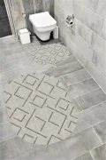 Su Emici Yumuşak Kaymaz Taban Sünger Dolgulu Yıkanabilir Dekoratif Banyo Paspası Takımı 1160OVAL