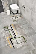 Su Emici Yumuşak Kaymaz Taban Sünger Dolgulu Yıkanabilir Dekoratif Banyo Paspası Takımı FİLİZOVAL