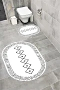 Su Emici Yumuşak Kaymaz Sünger Dolgulu Yıkanabilir Dekoratif Banyo Paspası Takımı İSKANDİNAVOVAL