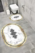 Su Emici Yumuşak Kaymaz Taban Sünger Dolgulu Yıkanabilir Dekoratif Banyo Paspası Takımı EHL222OVAL