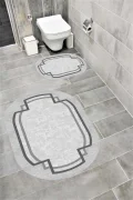 Su Emici Yumuşak Kaymaz Taban Sünger Dolgulu Yıkanabilir Dekoratif Banyo Paspası Takımı 1249 OVAL