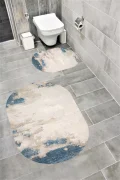 Su Emici Yumuşak Kaymaz Taban Sünger Dolgulu Yıkanabilir Dekoratif Banyo Paspası Takımı 1232 OVAL