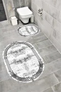 Su Emici Yumuşak Kaymaz Taban Sünger Dolgulu Yıkanabilir Dekoratif Banyo Paspası Takımı EHL59OVAL