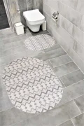 Su Emici Yumuşak Kaymaz Sünger Dolgulu Yıkanabilir Dekoratif Banyo Paspası Takımı 1092KELVİNOVAL
