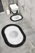 Su Emici Yumuşak Kaymaz Sünger Dolgulu Yıkanabilir Dekoratif Banyo Paspası Takımı ARGUVAN1038OVAL