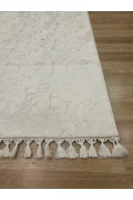 Bambu Yıkanabilir Kaymaz Oturma Odası Salon Mutfak Çocuk Odası Halısı Beyaz Gümüş Simli Bambu