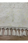 Bambu Yıkanabilir Kaymaz Oturma Odası Salon Mutfak Çocuk Odası Halısı Beyaz Gold Simli Bambu