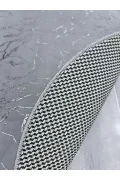 Simli Bambu Kaymaz Deri Taban 2li Set Klozet Gri Gümüş Banyo Paspas Takımı