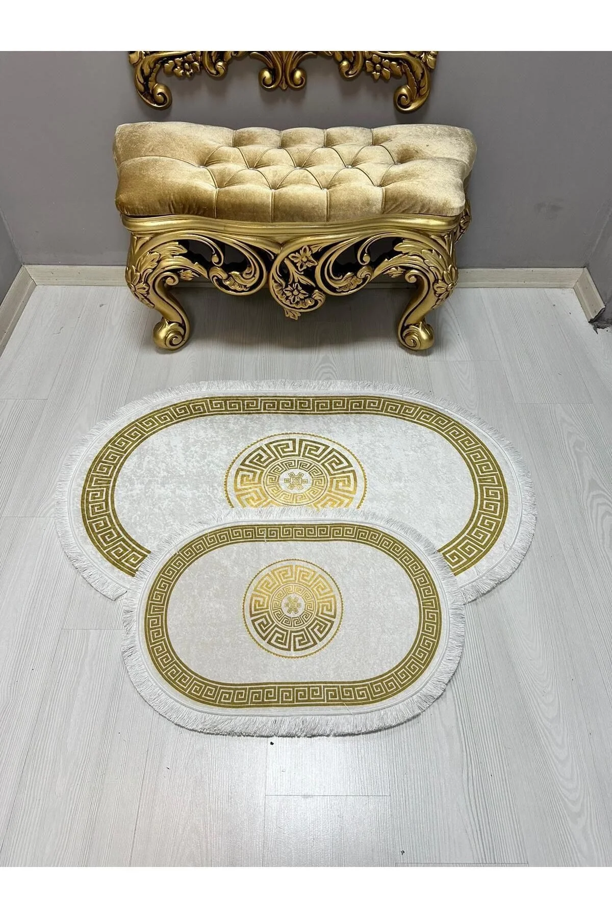 2Lİ İKİLİ BANYO PASPAS SETİ DİJİTAL BASKI KAYMAZ KEÇE TABAN BANYO PASPASI 40X60-60X100 GOLDAY