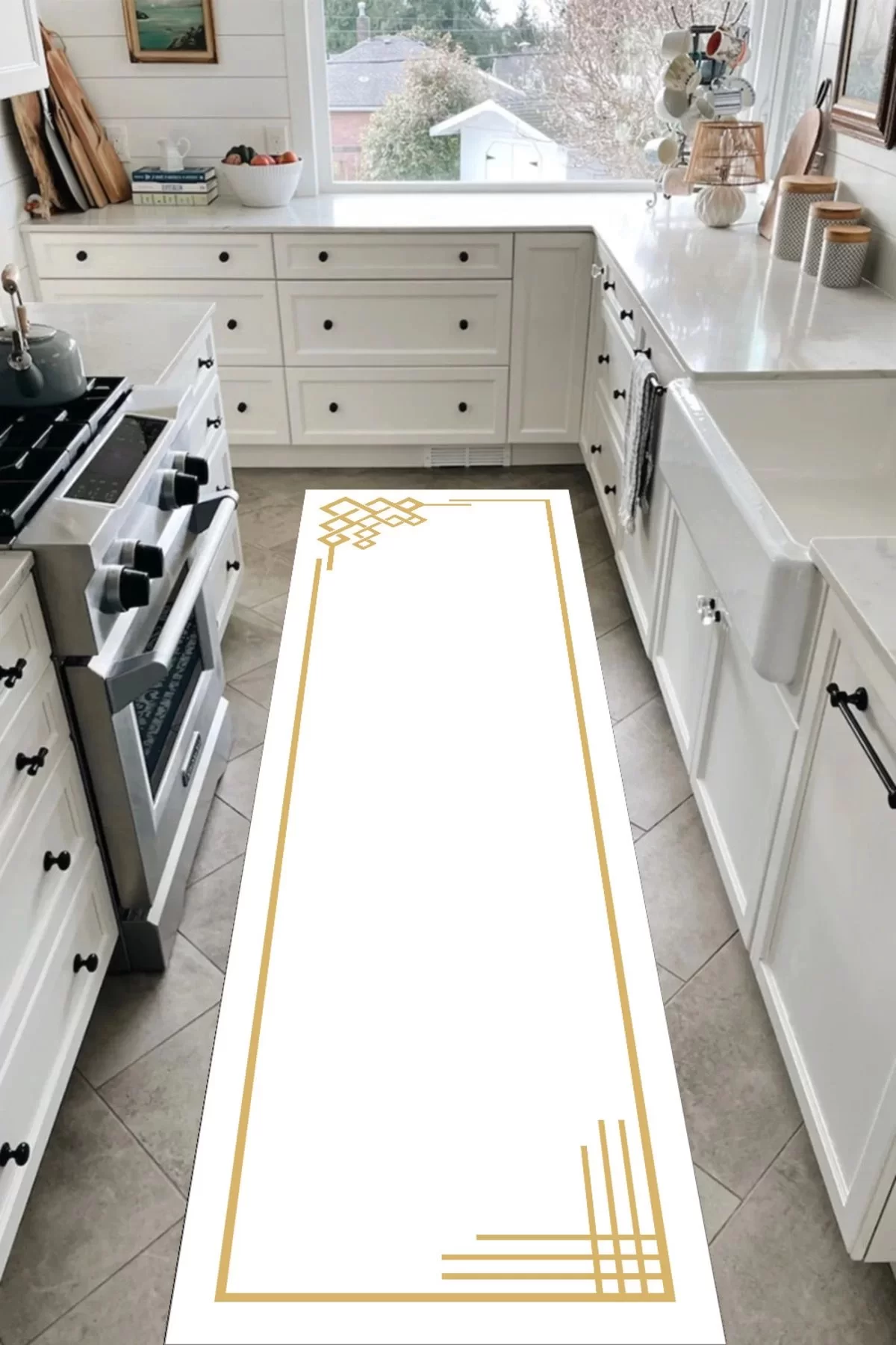 Yıkanabilir Kaymaz Taban Halı Salon Dekor Yolluk Koridor Mutfak Halısı Riple