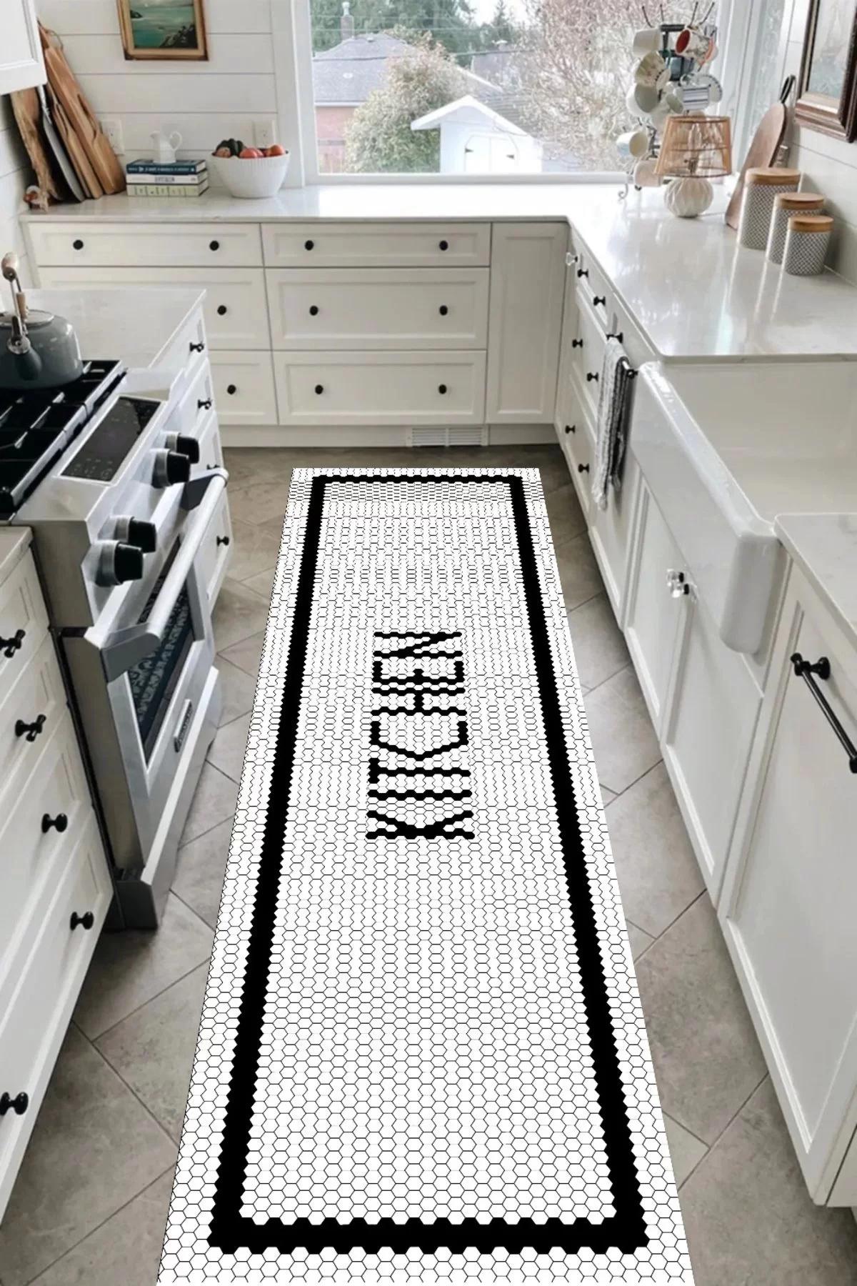 Yıkanabilir Kaymaz Taban Halı Salon Dekor Yolluk Koridor Mutfak Halısı 4002