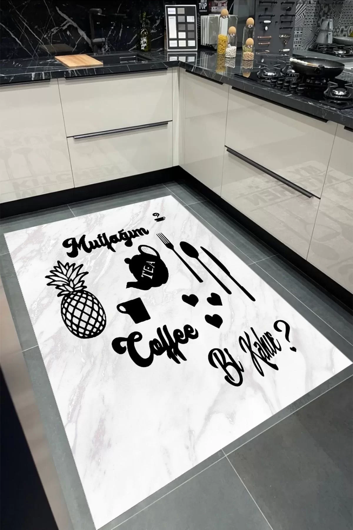 Yıkanabilir Kaymaz Taban Halı Salon Dekor Yolluk Koridor Mutfak Halısı Bikahve
