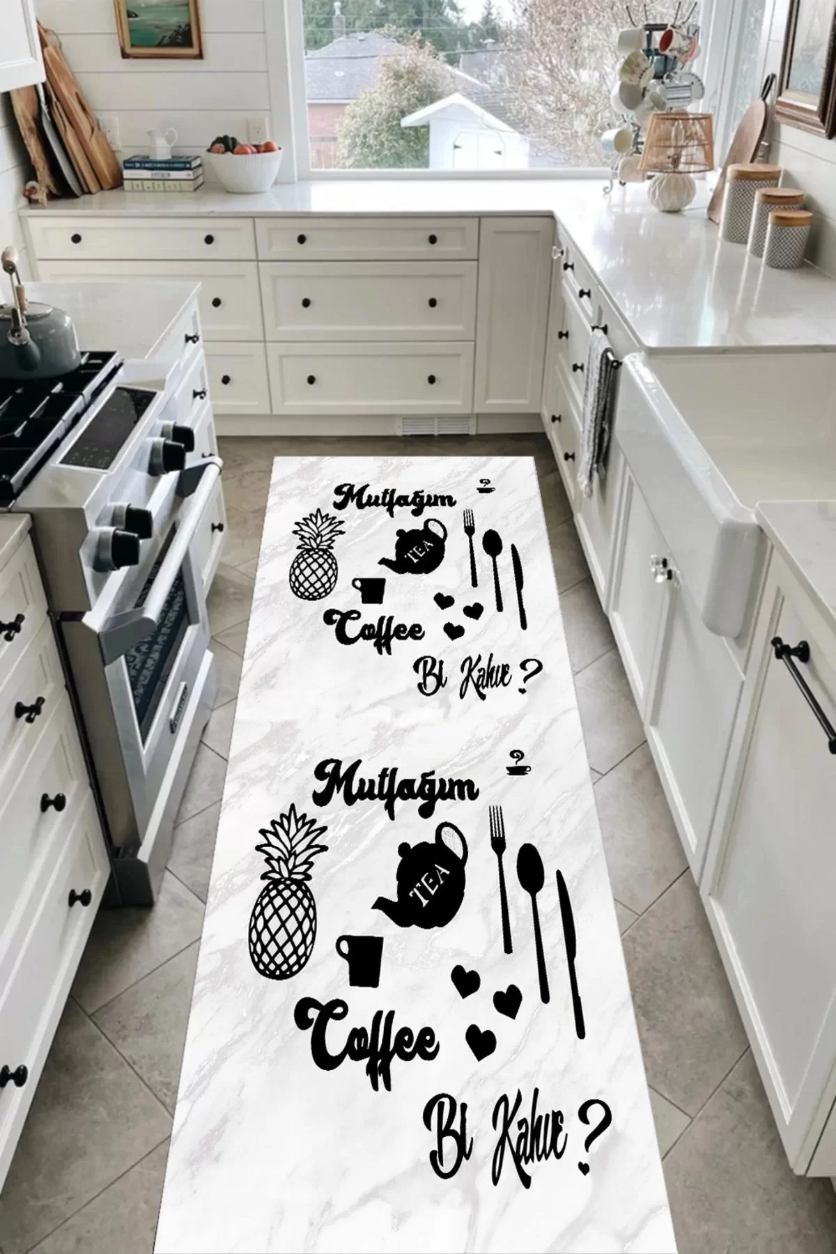 Yıkanabilir Kaymaz Taban Halı Salon Dekor Yolluk Koridor Mutfak Halısı Bikahve