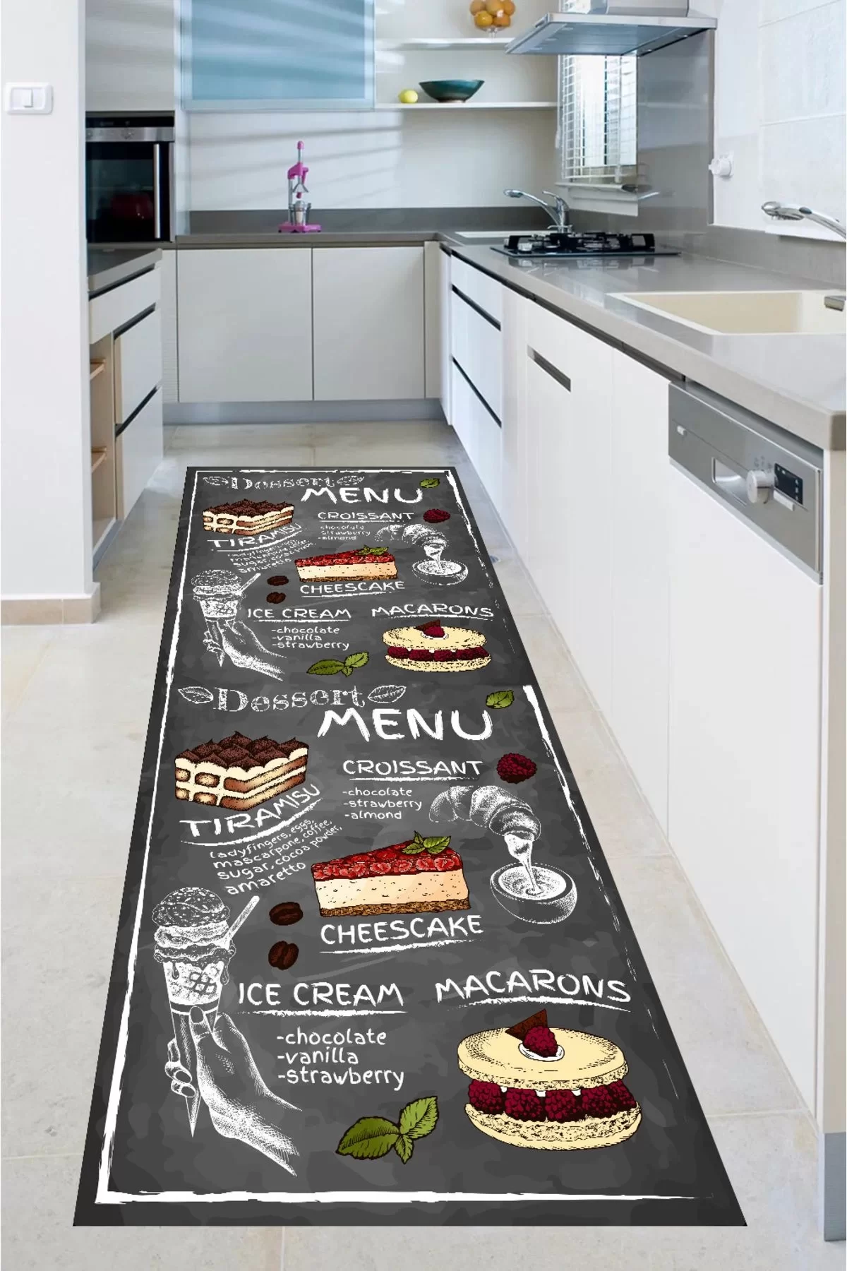 Mutfak Halısı Yıkanabilir Kaymaz Taban Halı Salon Dekor Yolluk Koridor Mutfak Halısı Macaron