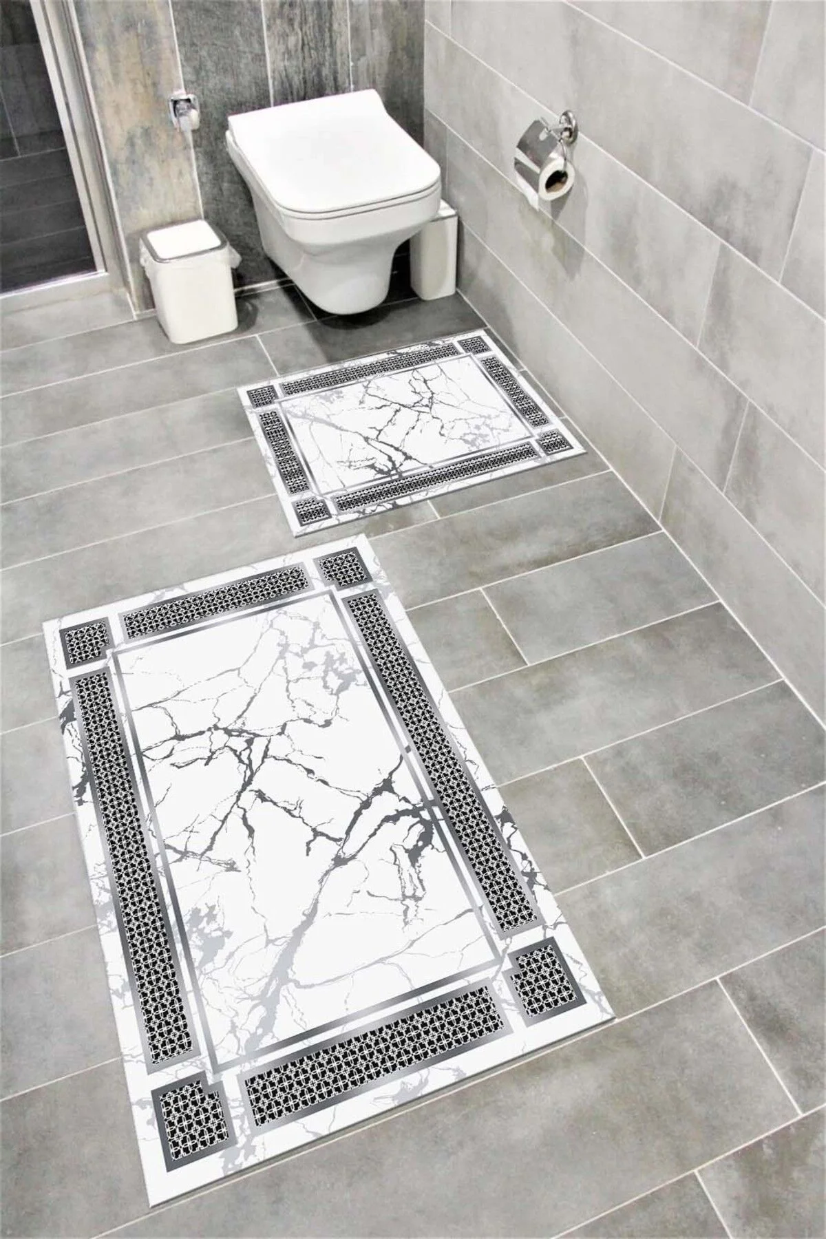 Su Emici Yumuşak Kaymaz Taban Sünger Dolgulu  Yıkanabilir Dekoratif Banyo Paspası 1002