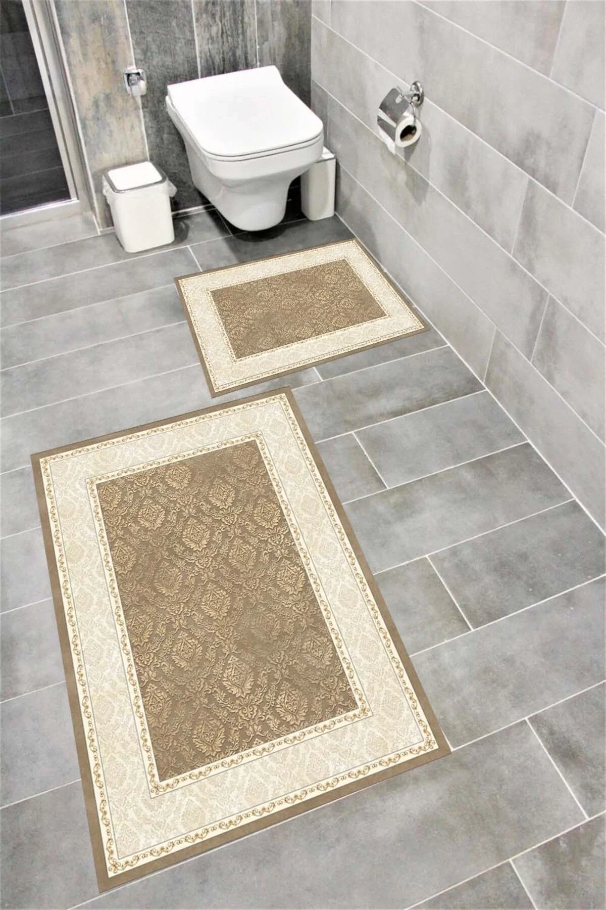 Su Emici Yumuşak Kaymaz Taban Sünger Dolgulu Yıkanabilir Dekoratif Banyo Paspası 1072
