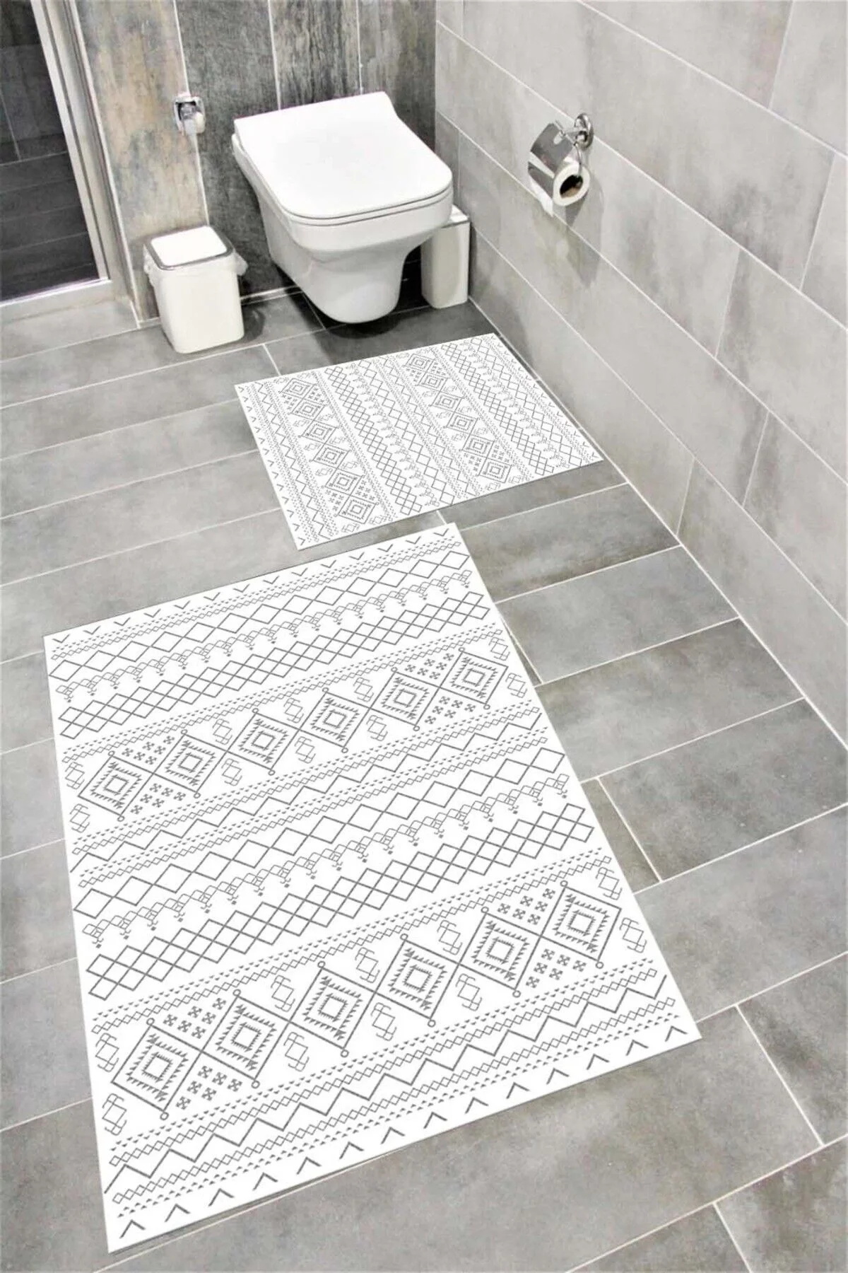 Su Emici Yumuşak Kaymaz Taban Sünger Dolgulu Pamuksu Doku Yıkanabilir Dekoratif Banyo Paspası