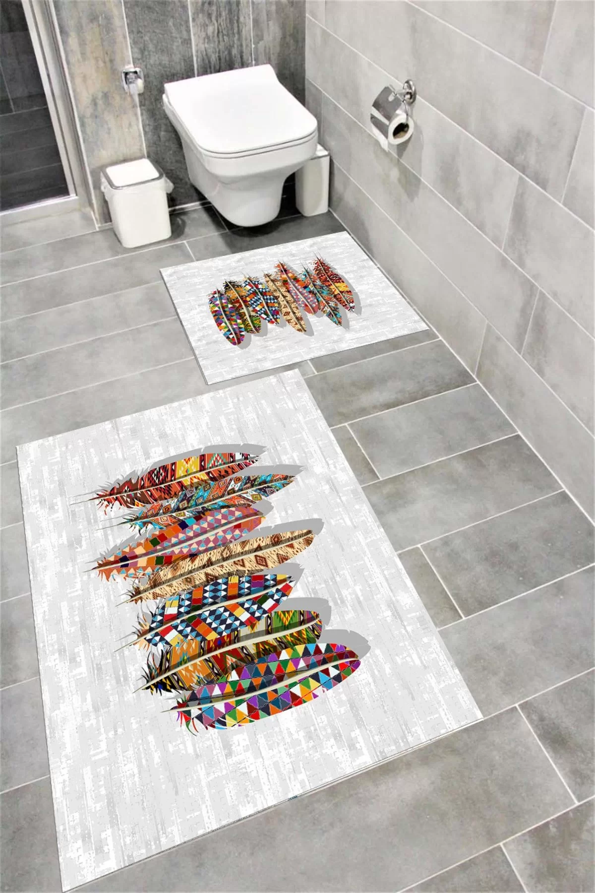 Su Emici Yumuşak Kaymaz Taban Sünger Dolgulu Yıkanabilir Dekoratif Banyo Paspası DORUK