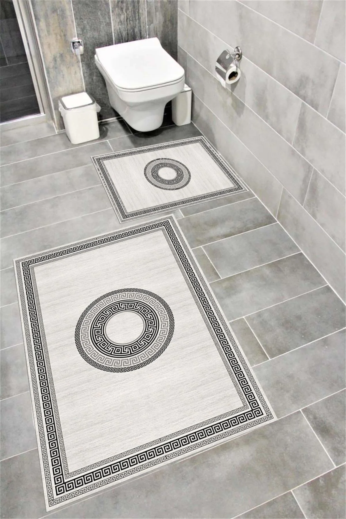 Su Emici Yumuşak Kaymaz Taban Sünger Dolgulu Yıkanabilir Dekoratif Banyo Paspası GREEK