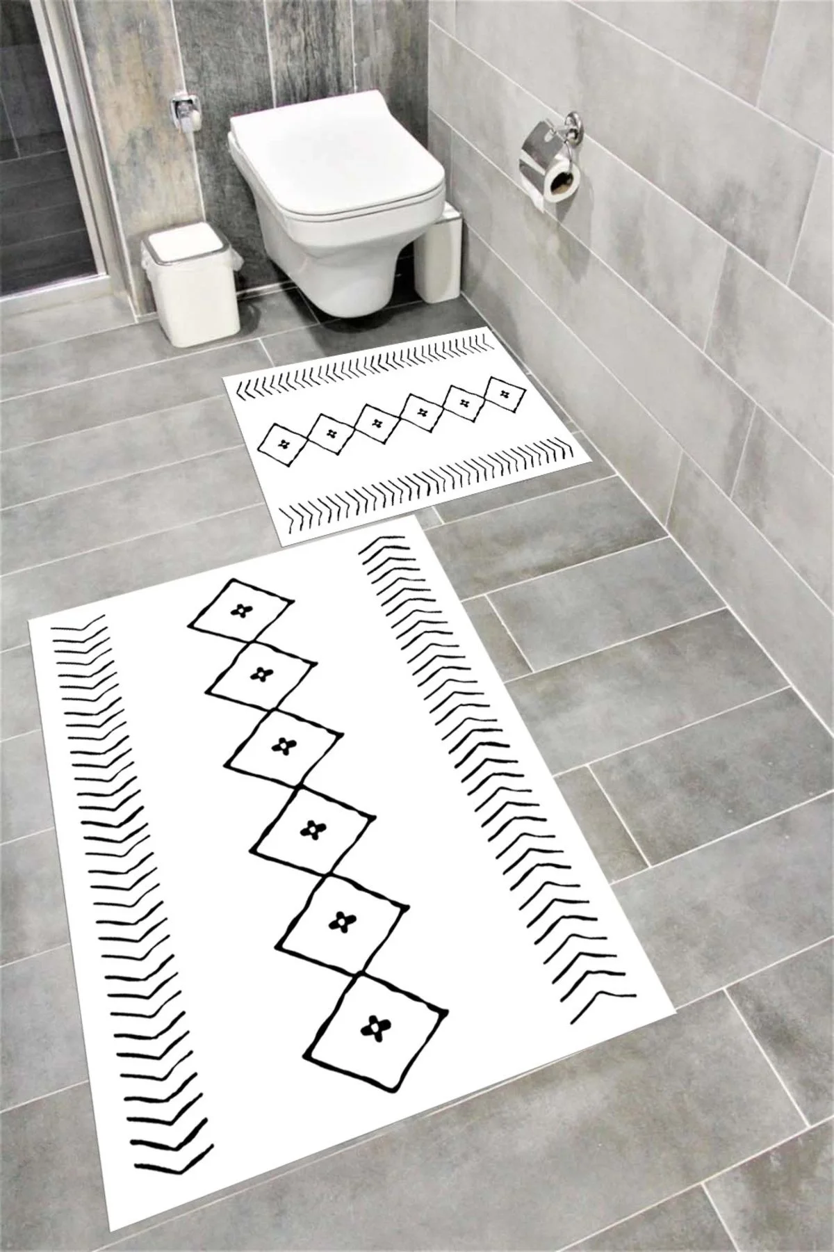 Su Emici Yumuşak Kaymaz Taban Sünger Dolgulu Yıkanabilir Dekoratif Banyo Paspası İSKANDİNAV