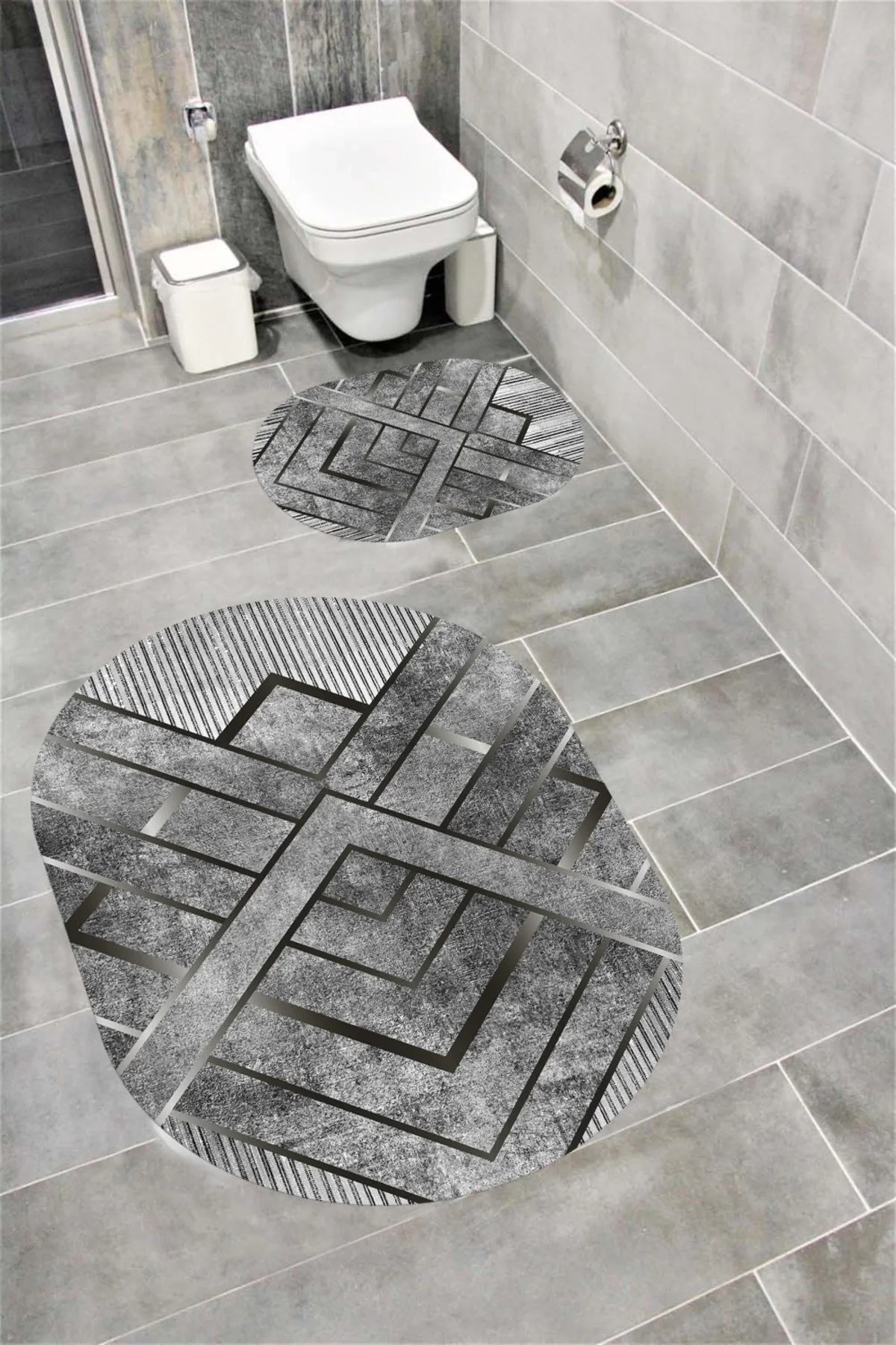 Su Emici Yumuşak Kaymaz Taban Sünger Dolgulu Yıkanabilir Dekoratif Banyo Paspası EHL05OVAL
