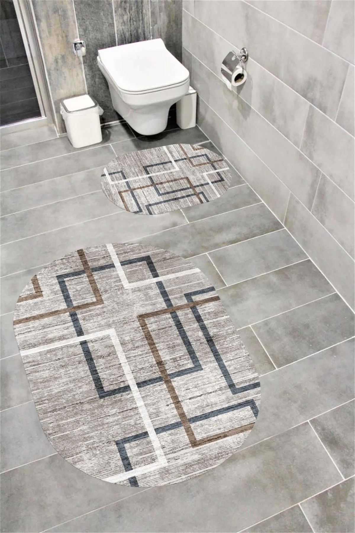 Su Emici Yumuşak Kaymaz Taban Sünger Dolgulu Yıkanabilir Dekoratif Banyo Paspası 1208 OVAL