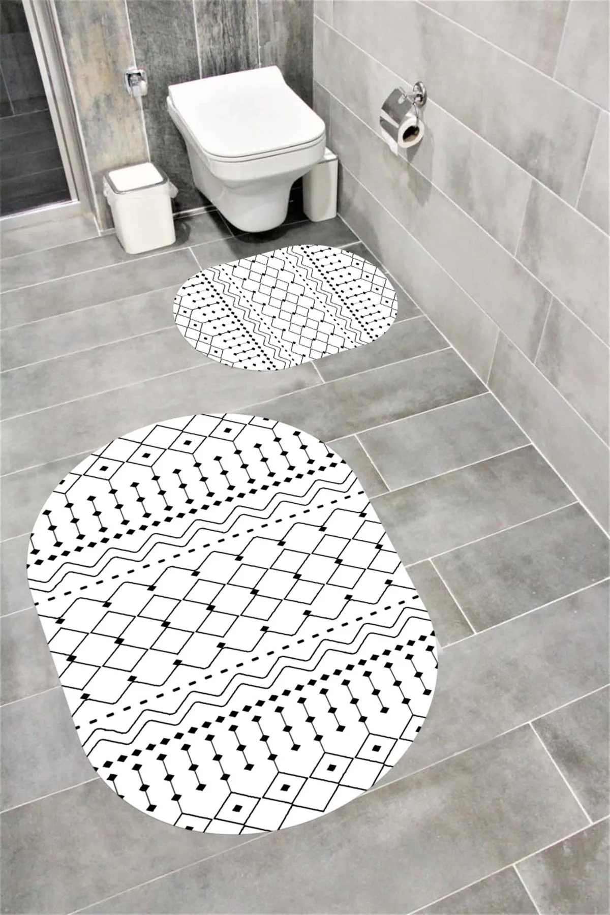 Su Emici Yumuşak Kaymaz Taban Sünger Dolgulu Yıkanabilir Dekoratif Banyo Paspası 1177 OVAL