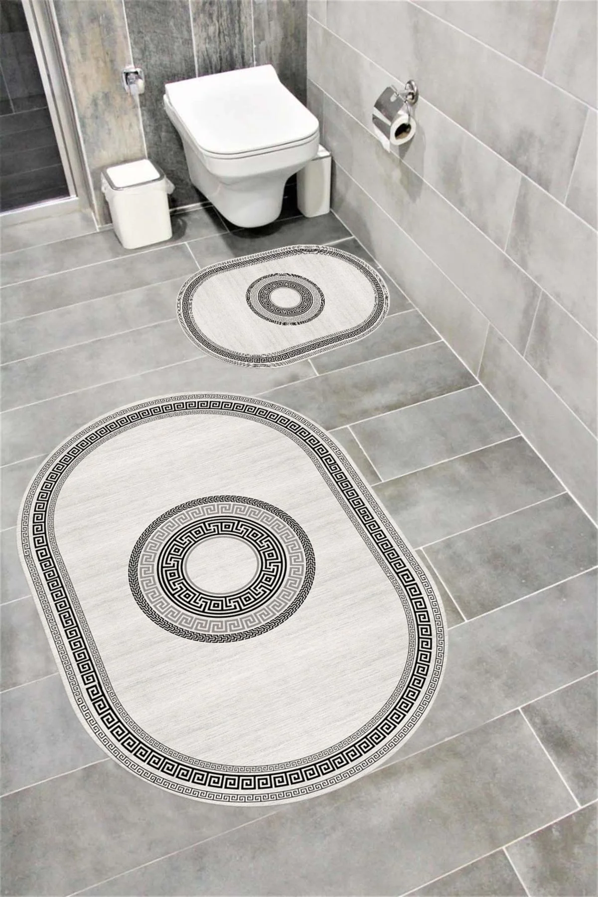 Su Emici Yumuşak Kaymaz Taban Sünger Dolgulu Yıkanabilir Dekoratif Banyo Paspası GREEKOVAL