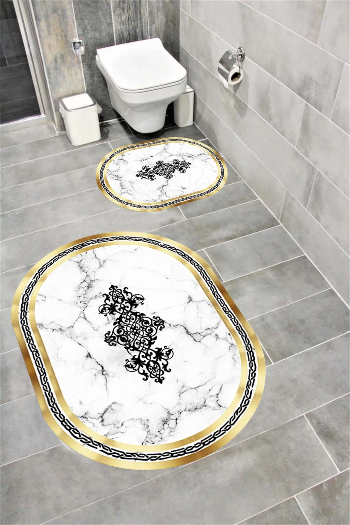 Su Emici Yumuşak Kaymaz Taban Sünger Dolgulu Yıkanabilir Dekoratif Banyo Paspası EHL222OVAL