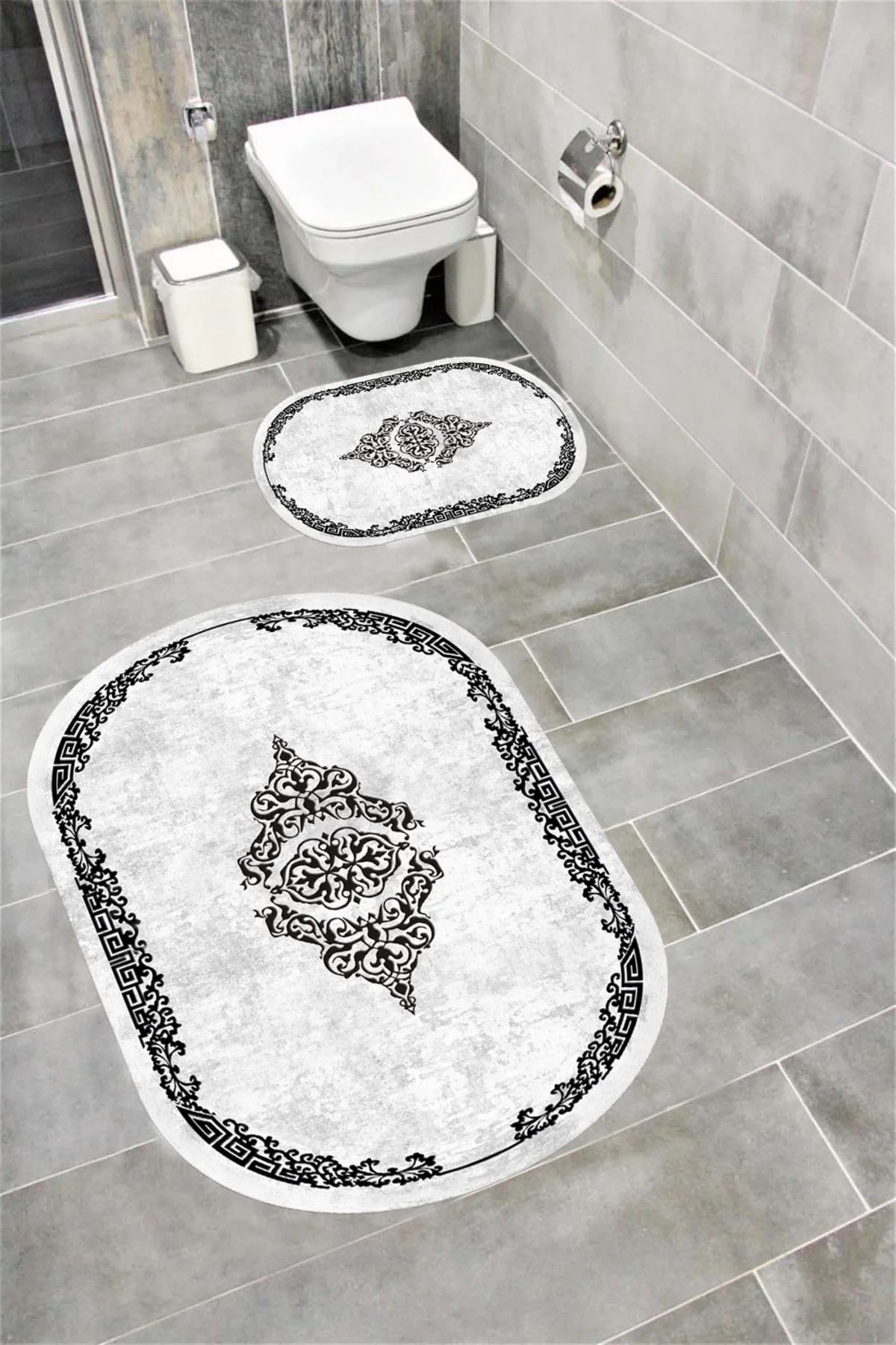 Su Emici Yumuşak Kaymaz Taban Sünger Dolgulu Yıkanabilir Dekoratif Banyo Paspası PERVAZOVAL