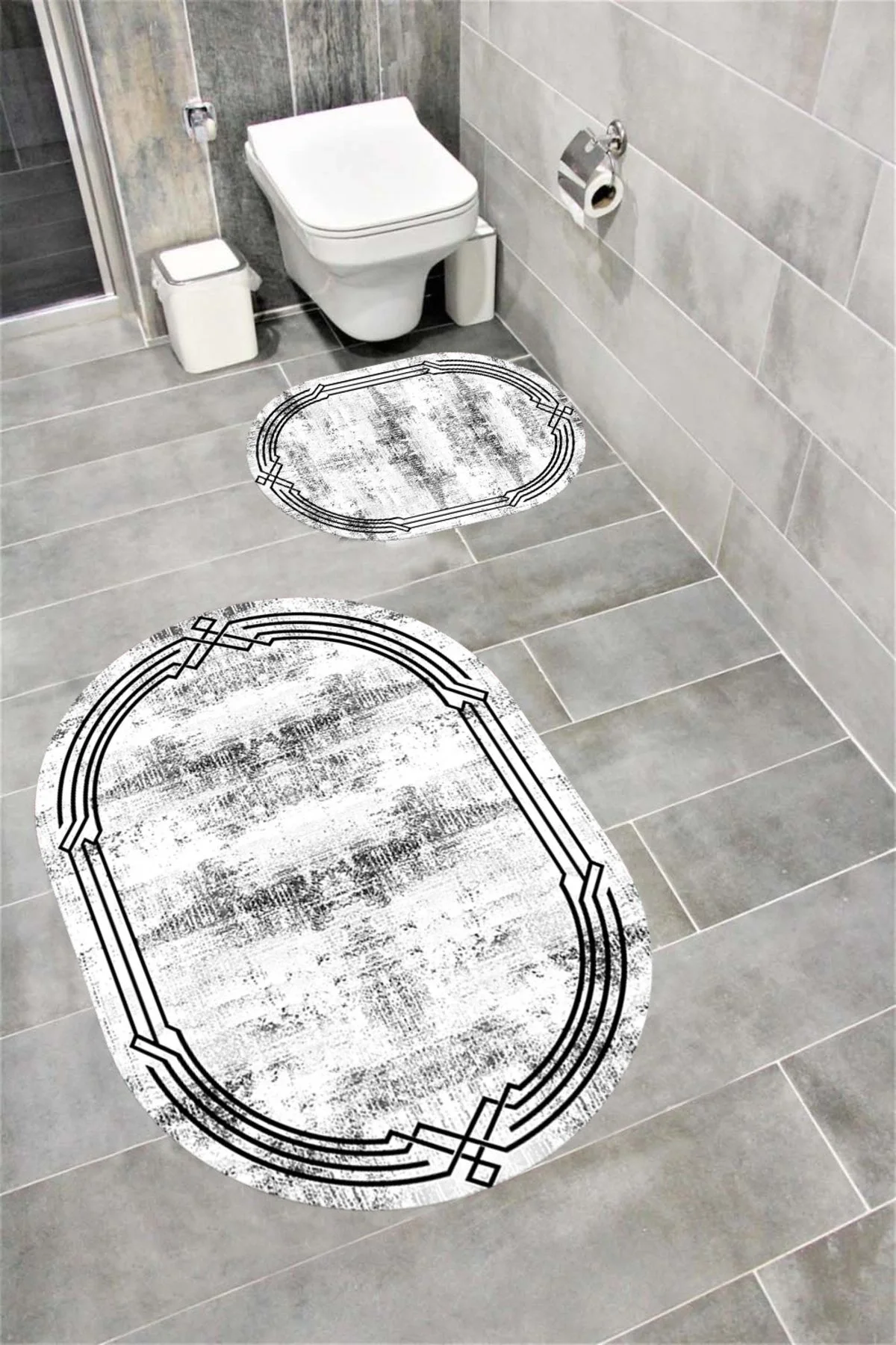 Su Emici Yumuşak Kaymaz Taban Sünger Dolgulu Yıkanabilir Dekoratif Banyo Paspası EHL59OVAL