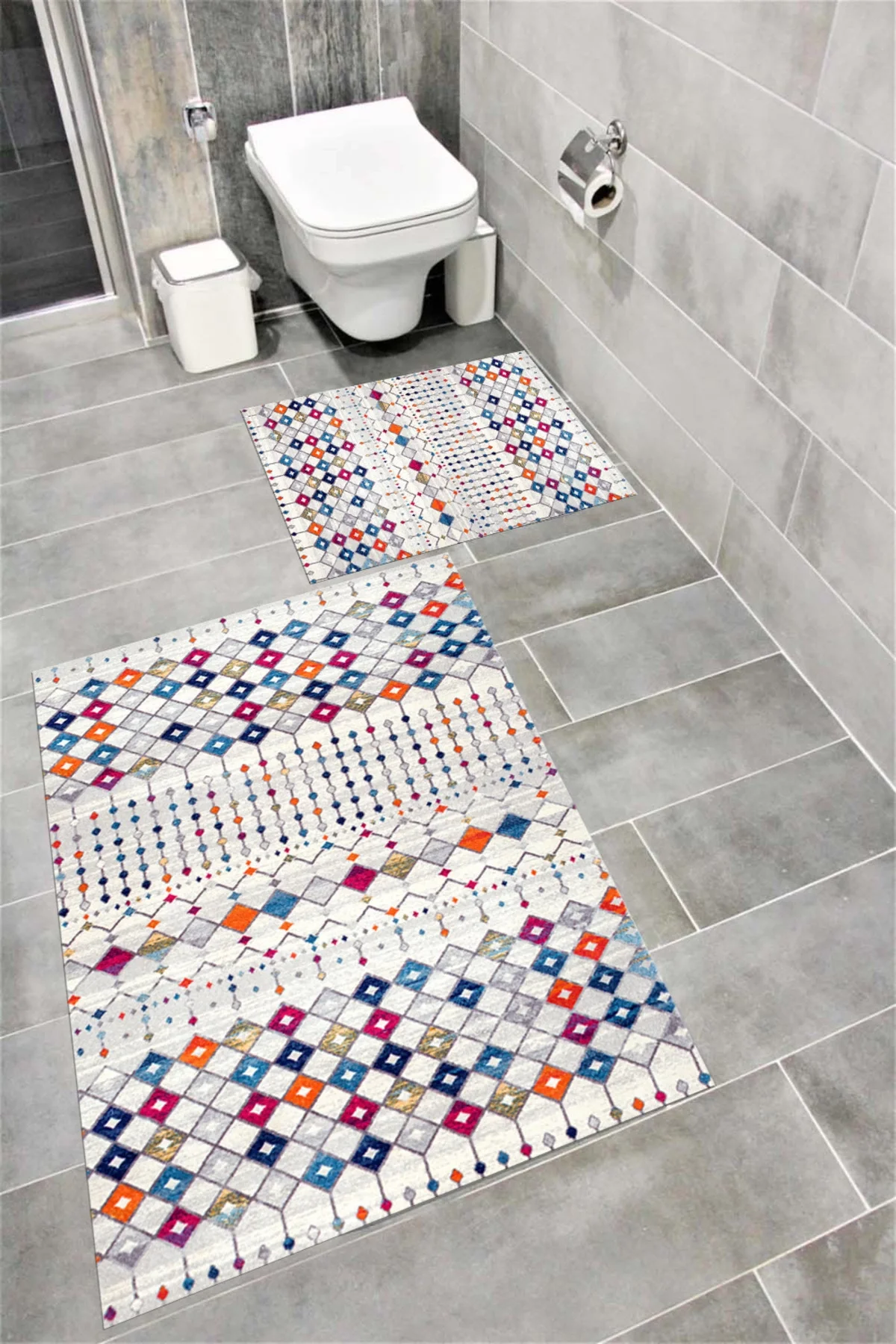 Su Emici Yumuşak Kaymaz Taban Sünger Dolgulu Pamuksu Doku Yıkanabilir Dekoratif Banyo Paspası Hattuş