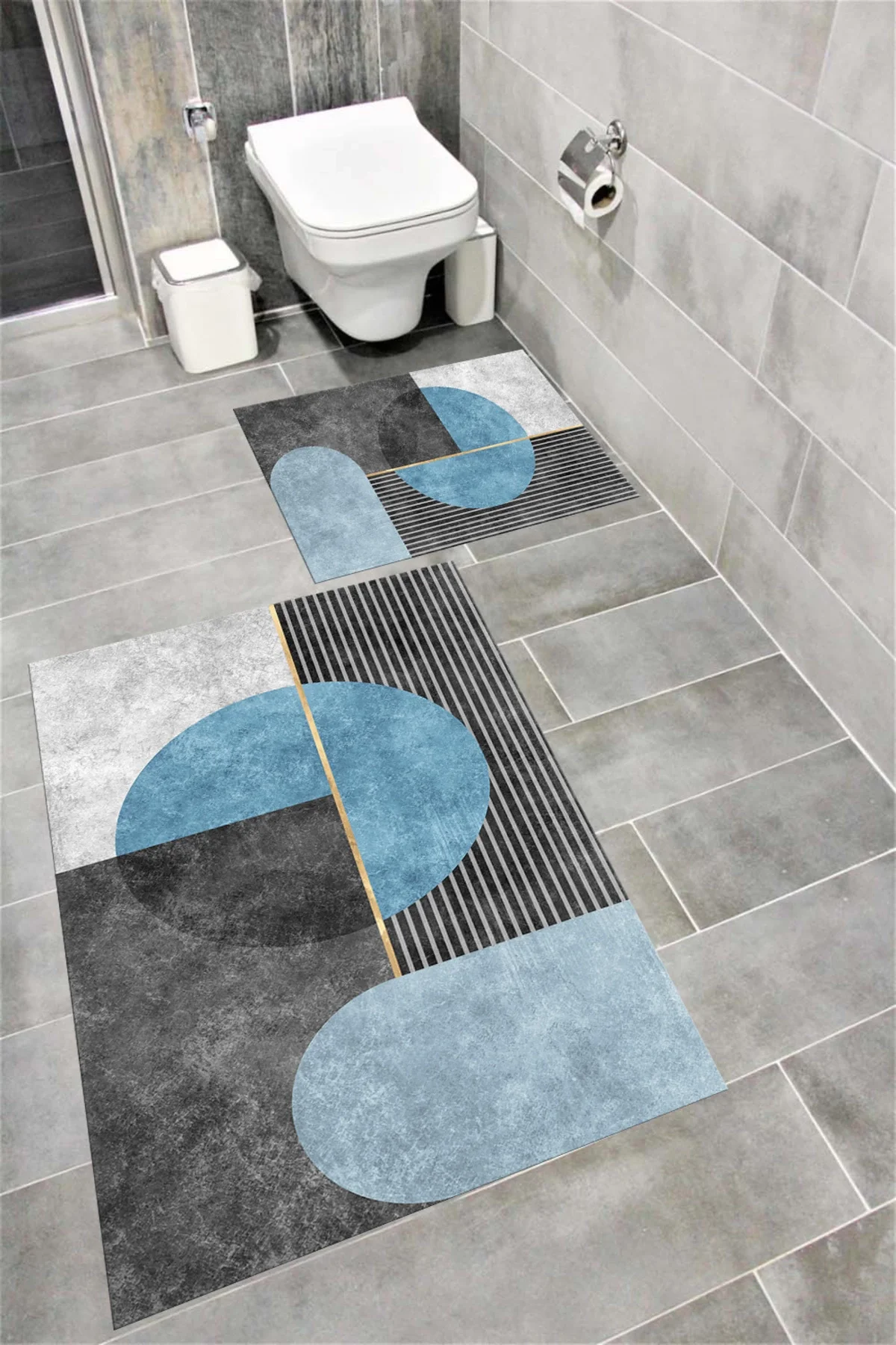 Su Emici Yumuşak Kaymaz Taban Sünger Dolgulu Pamuksu Doku Yıkanabilir Dekoratif Banyo Paspası Judge