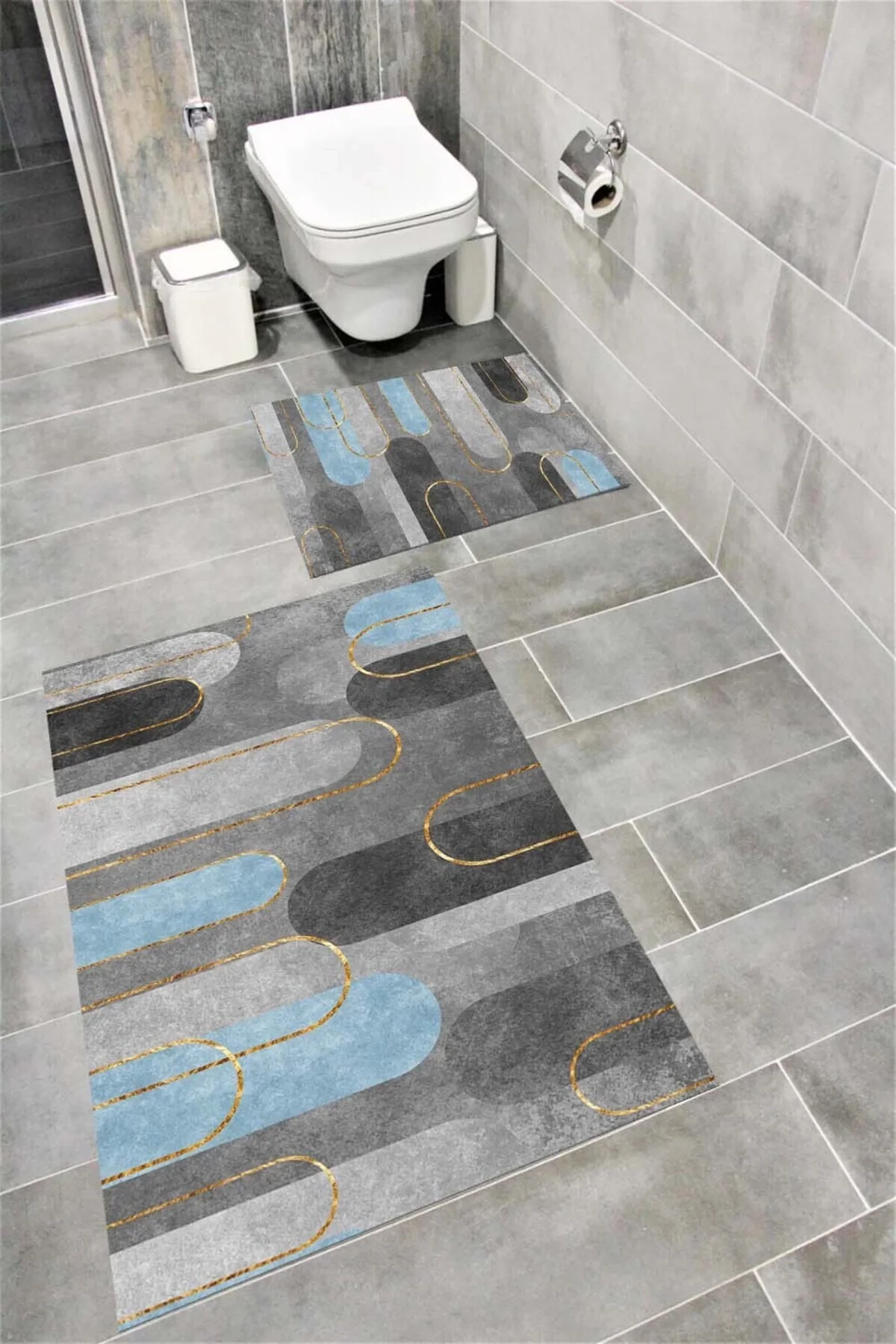 Su Emici Yumuşak Kaymaz Taban Sünger Dolgulu Pamuksu Doku Yıkanabilir Dekoratif Banyo Paspası 1132