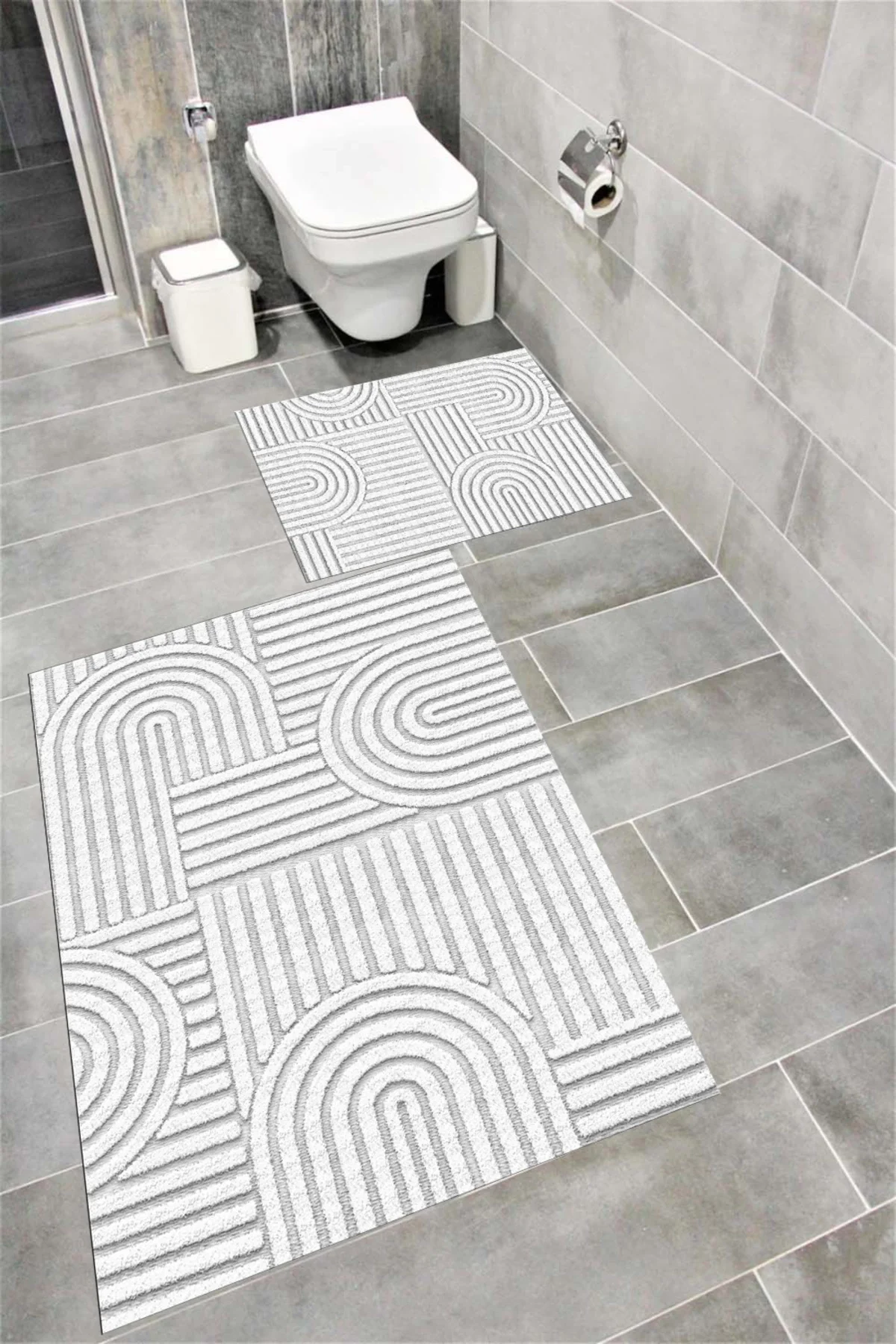 Su Emici Yumuşak Kaymaz Taban Sünger Dolgulu Pamuksu Doku Yıkanabilir Dekoratif Banyo Paspası