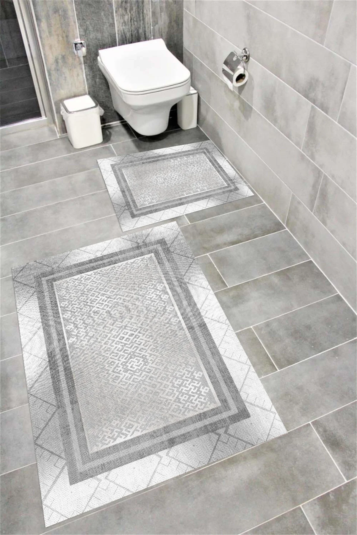 Su Emici Yumuşak Kaymaz Taban Sünger Dolgulu Pamuksu Doku Yıkanabilir Dekoratif Banyo Paspası 1371B